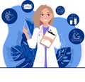 Virtual doctor app flat illustration.